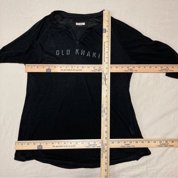 Old Khaki Black Long Sleeve Logo Tee | Lightweight Cotton Poly Blend - Picture 2 of 9